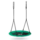 Fészekhinta, Neo-Sport Swingo, fekete/zöld, átmérő: 125 cm, vízálló, állítható kötélmagasság: 137-179 cm, acél váz, párnázott, Oxford 600 D poliészter, teherbírás: 150 kg, kerek