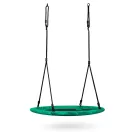 Fészekhinta, Neo-Sport Swingo, fekete/zöld, átmérő: 125 cm, vízálló, állítható kötélmagasság: 137-179 cm, acél váz, párnázott, Oxford 600 D poliészter, teherbírás: 150 kg, kerek