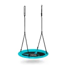 Fészekhinta, Neo-Sport Swingo, fekete/türkiz, átmérő: 105 cm, vízálló, állítható kötélmagasság: 137-179 cm, acél váz, párnázott, Oxford 600D poliészter, teherbírás: 150 kg, kerek