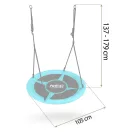 Fészekhinta, Neo-Sport Swingo, fekete/türkiz, átmérő: 105 cm, vízálló, állítható kötélmagasság: 137-179 cm, acél váz, párnázott, Oxford 600D poliészter, teherbírás: 150 kg, kerek