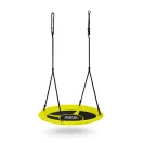 Fészekhinta, Neo-Sport Swingo, fekete/sárga, átmérő: 105 cm, vízálló, állítható kötélmagasság: 137-179 cm, acél váz, párnázott, Oxford 600D poliészter, teherbírás: 150 kg, kerek