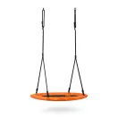 Fészekhinta, Neo-Sport Swingo, fekete/narancssárga, átmérő: 105 cm, vízálló, állítható kötélmagasság: 137-179 cm, acél váz, párnázott, Oxford 600D poliészter, teherbírás: 150 kg, kerek