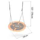 Fészekhinta, Neo-Sport Swingo, fekete/narancssárga, átmérő: 105 cm, vízálló, állítható kötélmagasság: 137-179 cm, acél váz, párnázott, Oxford 600D poliészter, teherbírás: 150 kg, kerek