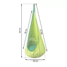 Gyerek függőfotel, Neo-Sport Kokon, zöld, átmérő: 55 cm, magasság: 140 cm, akasztóval, párnával, mosható, teherbírás: 80 kg