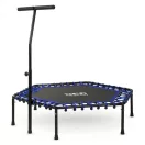 Fitnesz trambulin, Neo-Sport, fekete/kék, átmérő: 127 cm, hatszögletű, magasság: 30 cm, állítható kapaszkodó, acél váz, 6 + 1 láb, 100 kg teherbírás, 42 db gumi