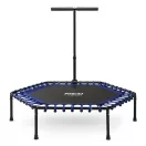 Fitnesz trambulin, Neo-Sport, fekete/kék, átmérő: 127 cm, hatszögletű, magasság: 30 cm, állítható kapaszkodó, acél váz, 6 + 1 láb, 100 kg teherbírás, 42 db gumi