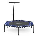 Fitnesz trambulin, Neo-Sport, fekete/kék, átmérő: 127 cm, hatszögletű, magasság: 30 cm, állítható kapaszkodó, acél váz, 6 + 1 láb, 100 kg teherbírás, 42 db gumi