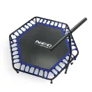 Fitnesz trambulin, Neo-Sport, fekete/kék, átmérő: 127 cm, hatszögletű, magasság: 30 cm, állítható kapaszkodó, acél váz, 6 + 1 láb, 100 kg teherbírás, 42 db gumi