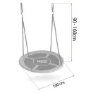Fészekhinta, Neo-Sport Swingo, fekete/szürke, átmérő: 100 cm, vízálló, állítható kötélmagasság: 90-160 cm, acél váz, párnázott, Oxford 600D poliészter, teherbírás: 150 kg, kerek