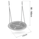 Fészekhinta, Neo-Sport Swingo, fekete/szürke, átmérő: 110 cm, vízálló, állítható kötélmagasság: 90-160 cm, acél váz, párnázott, Oxford 600D poliészter, teherbírás: 150 kg, kerek