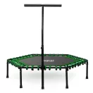 Fitnesz trambulin, Neo-Sport, fekete/zöld, átmérő: 127 cm, hatszögletű, magasság: 30 cm, állítható kapaszkodó, acél váz, 6 + 1 láb, 100 kg teherbírás, 42 db gumi