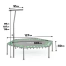 Fitnesz trambulin, Neo-Sport, fekete/zöld, átmérő: 127 cm, hatszögletű, magasság: 30 cm, állítható kapaszkodó, acél váz, 6 + 1 láb, 100 kg teherbírás, 42 db gumi
