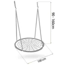 Fészekhinta, Neo-Sport NS-104, fekete, átmérő: 100 cm, vízálló, állítható kötélmagasság: 90-160 cm, acél váz, poliészter pókhálókötél, teherbírás: 150 kg, kerek