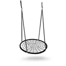 Fészekhinta, Neo-Sport NS-104, fekete, átmérő: 100 cm, vízálló, állítható kötélmagasság: 90-160 cm, acél váz, poliészter pókhálókötél, teherbírás: 150 kg, kerek