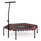 Fitnesz trambulin, Neo-Sport, fekete/piros, átmérő: 127 cm, hatszögletű, magasság: 30 cm, állítható kapaszkodó, acél váz, 6 + 1 láb, 100 kg teherbírás, 42 db gumi