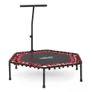 Fitnesz trambulin, Neo-Sport, fekete/piros, átmérő: 127 cm, hatszögletű, magasság: 30 cm, állítható kapaszkodó, acél váz, 6 + 1 láb, 100 kg teherbírás, 42 db gumi