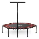 Fitnesz trambulin, Neo-Sport, fekete/piros, átmérő: 127 cm, hatszögletű, magasság: 30 cm, állítható kapaszkodó, acél váz, 6 + 1 láb, 100 kg teherbírás, 42 db gumi