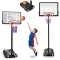Kosárlabdapalánk, Neo-Sport NS-280, mobil, állítható, 150-210 cm magasság, szabadon álló, kerekekkel, acél váz, PVC palánk 82 x 59 cm, 38 cm gyűrű, 33 l tölthető talp (TE1280)