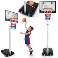   Kosárlabdapalánk, Neo-Sport NS-281, mobil, állítható, 150-260 cm magasság, szabadon álló, kerekekkel, acél váz, PVC palánk 82 x 59 cm, 38 cm gyűrű, 50 l tölthető talp (TE1281)