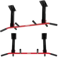   Húzódzkodó rúd, Neo-Sport NS-317, fekete/piros, mennyezeti, acél, csúszásmentes fogantyú, 90 kg teherbírás, 8 db-os rögzítőkészlet (TE131700)