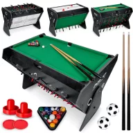   Multifunkciós játékasztal, Neo-Sport NS-449, 3 az 1-ben, forgatható, 124 x 85 x 85 cm, csocsó, léghoki és biliárd, teljes kiegészítőkkel