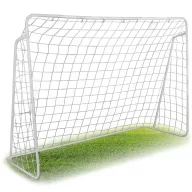   Futballkapu, Neo-Sport NS-457, 215 x 153 x 76 cm, fehér keret, fehér PE háló, fém váz, időjárásálló, 4 db rögzítő, könnyű kivitel, szerszám nélkül összeszerelhető