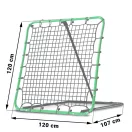 Visszapattanó futball edzőkapu, Neo-Sport, 120 x 120 cm, zöld keret, fekete PE háló, fém váz, időjárásálló, 4 db rögzítő