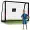 Futballkapu, Neo-Sport NS-463, 180 x 120 x 60 cm, fekete-piros, fekete PE háló, fém váz, időjárásálló, keretvédő fedéllel, szerszám nélkül összeszerelhető