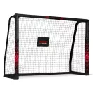Futballkapu, Neo-Sport NS-463, 180 x 120 x 60 cm, fekete-piros, fekete PE háló, fém váz, időjárásálló, keretvédő fedéllel, szerszám nélkül összeszerelhető