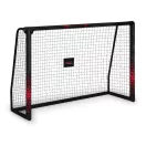 Futballkapu, Neo-Sport NS-463, 180 x 120 x 60 cm, fekete-piros, fekete PE háló, fém váz, időjárásálló, keretvédő fedéllel, szerszám nélkül összeszerelhető