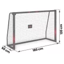 Futballkapu, Neo-Sport NS-463, 180 x 120 x 60 cm, fekete-piros, fekete PE háló, fém váz, időjárásálló, keretvédő fedéllel, szerszám nélkül összeszerelhető