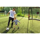 Futballkapu, Neo-Sport NS-463, 180 x 120 x 60 cm, fekete-piros, fekete PE háló, fém váz, időjárásálló, keretvédő fedéllel, szerszám nélkül összeszerelhető