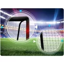 Futballkapu, Neo-Sport NS-473, 300 x 200 x 120 cm, fekete-piros, fekete PE háló, fém váz, időjárásálló, keretvédő fedéllel, szerszám nélkül összeszerelhető