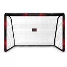 Futballkapu, Neo-Sport NS-473, 300 x 200 x 120 cm, fekete-piros, fekete PE háló, fém váz, időjárásálló, keretvédő fedéllel, szerszám nélkül összeszerelhető