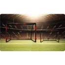 Futballkapu, Neo-Sport NS-473, 300 x 200 x 120 cm, fekete-piros, fekete PE háló, fém váz, időjárásálló, keretvédő fedéllel, szerszám nélkül összeszerelhető