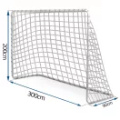Futballkapu háló, Neo-Sport, fehér, 300 x 200 x 90 cm, PE, strapabíró, nagy ütésállóság, rögzítő kötelekkel, könnyen szerelhető