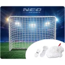Futballkapu háló, Neo-Sport, fehér, 300 x 200 x 90 cm, PE, strapabíró, nagy ütésállóság, rögzítő kötelekkel, könnyen szerelhető