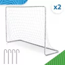 Futballkapu, Neo-Sport NS-485, 183 x 122 x 61 cm, 2 db, fehér keret, fehér PE háló, fém váz, időjárásálló, 4 db rögzítő, szerszám nélkül összeszerelhető (TE1485-2)