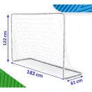Futballkapu, Neo-Sport NS-485, 183 x 122 x 61 cm, 2 db, fehér keret, fehér PE háló, fém váz, időjárásálló, 4 db rögzítő, szerszám nélkül összeszerelhető (TE1485-2)