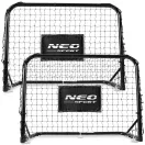Futballkapu, Neo-Sport NS-486, 60 x 45 x 25 cm, 2 db, fekete keret, fekete PE háló, műanyag váz, időjárásálló, 6 db rögzítő, 1 labda, 1 pumpa, szerszám nélkül összeszerelhető (TE1486)