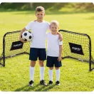 Futballkapu, Neo-Sport NS-486, 60 x 45 x 25 cm, 2 db, fekete keret, fekete PE háló, műanyag váz, időjárásálló, 6 db rögzítő, 1 labda, 1 pumpa, szerszám nélkül összeszerelhető (TE1486)
