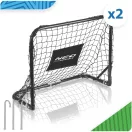 Futballkapu, Neo-Sport NS-486, 60 x 45 x 25 cm, 2 db, fekete keret, fekete PE háló, műanyag váz, időjárásálló, 6 db rögzítő, 1 labda, 1 pumpa, szerszám nélkül összeszerelhető (TE1486)