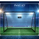 Futballkapu, Neo-Sport NS-487, 180 x 120 x 60 cm, fekete keret, fekete PE háló, fém váz, időjárásálló, keretvédő fedéllel, szerszám nélkül összeszerelhető (TE1487)