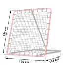 Visszapattanó futball edzőkapu, Neo-Sport, 120 x 120 cm, piros keret, fekete PE háló, fém váz, időjárásálló, 4 db rögzítő