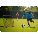 Visszapattanó futball edzőkapu, Neo-Sport, 120 x 120 cm, piros keret, fekete PE háló, fém váz, időjárásálló, 4 db rögzítő