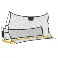   Visszapattanó futball edzőháló, Neo-Sport, 210 x 120 x 35 cm, kétoldalas, 2 az 1-ben, fém váz, fekete PE háló, 4 db rögzítő, beltéri és kültéri