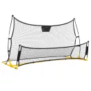 Visszapattanó futball edzőháló, Neo-Sport, 210 x 120 x 35 cm, kétoldalas, 2 az 1-ben, fém váz, fekete PE háló, 4 db rögzítő, beltéri és kültéri