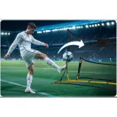 Visszapattanó futball edzőháló, Neo-Sport, 210 x 120 x 35 cm, kétoldalas, 2 az 1-ben, fém váz, fekete PE háló, 4 db rögzítő, beltéri és kültéri