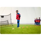 Visszapattanó futball edzőháló, Neo-Sport, 210 x 120 x 35 cm, kétoldalas, 2 az 1-ben, fém váz, fekete PE háló, 4 db rögzítő, beltéri és kültéri