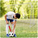 Futballkapu, Neo-Sport NS-496, 300 x 200 x 90 cm, fehér keret, fehér PE háló, fém váz, időjárásálló,  6 db rögzítő, könnyű kivitel, szerszám nélkül szerelhető